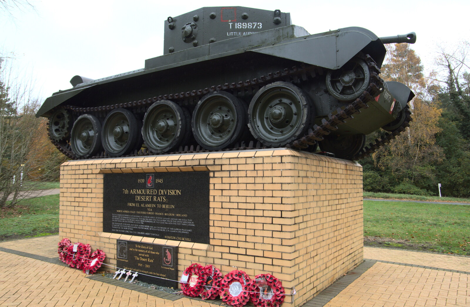 A tank memorial to the Desert Rats from A Trip to Sandringham Estate, Norfolk - 31st October 2020