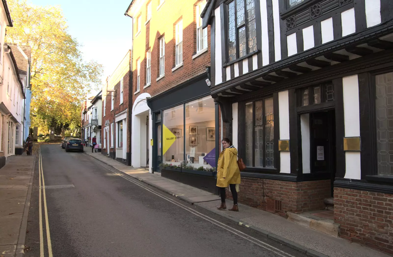 Isobel looks back as we walk up to the church, from Isobel's Birthday, Woodbridge, Suffolk - 2nd November 2020