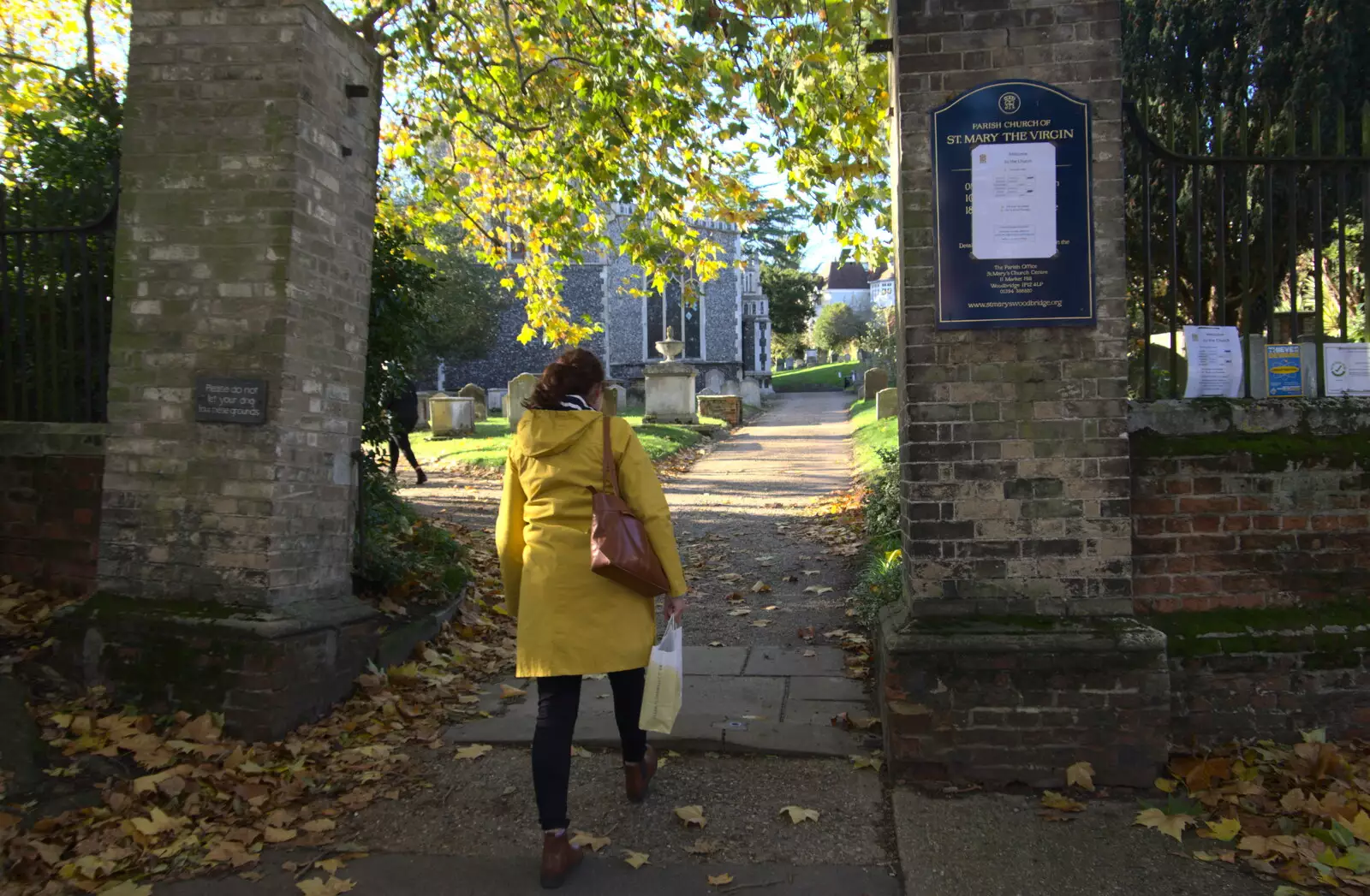 Isobel wanders into St. Mary's churchyard, from Isobel's Birthday, Woodbridge, Suffolk - 2nd November 2020