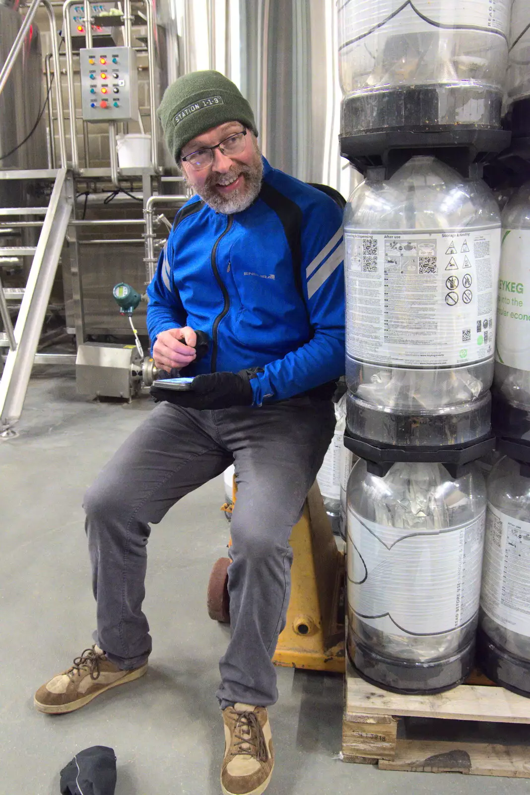 Marc sits on a pallet lifter, from Pre-Lockdown in Station 119, Eye, Suffolk - 4th November 2020