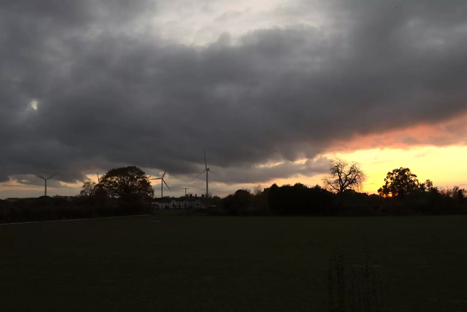 Dark clouds over the airfield turbines, from Pre-Lockdown in Station 119, Eye, Suffolk - 4th November 2020