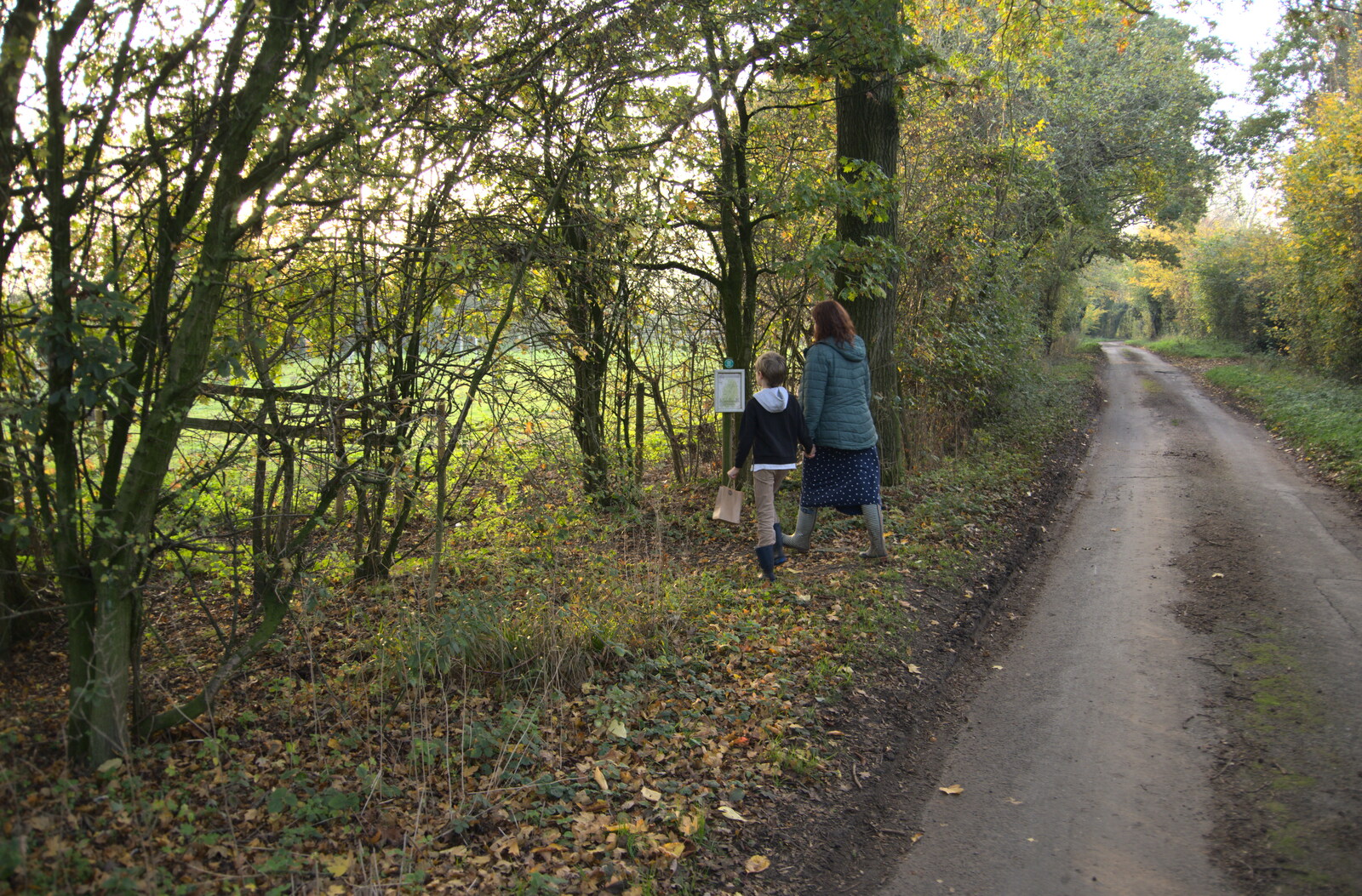 Harry and Isobel veer off onto the path from To See the Hairy Pigs, Thrandeston, Suffolk - 7th November 2020