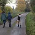 The gang on the road back to Brome, To See the Hairy Pigs, Thrandeston, Suffolk - 7th November 2020