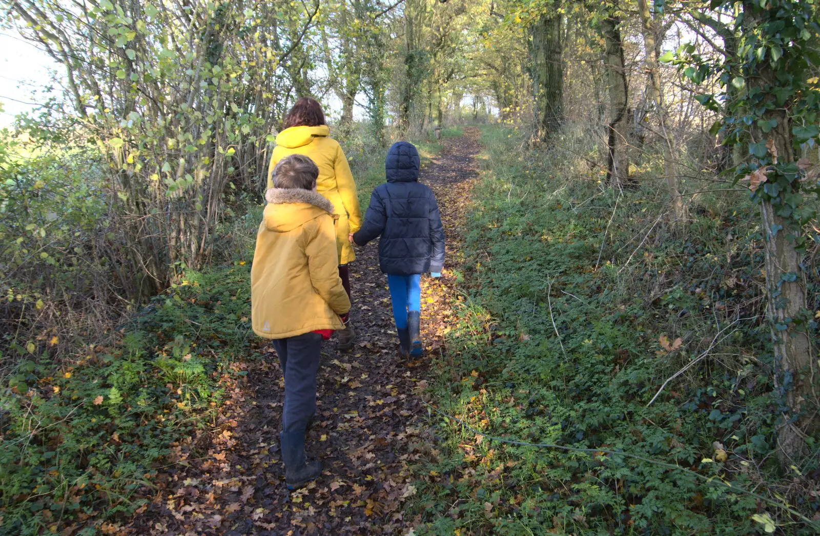 We press on further up the path, from Drone Flying and the Old Chapel, Thrandeston, Suffolk - 15th November 2020