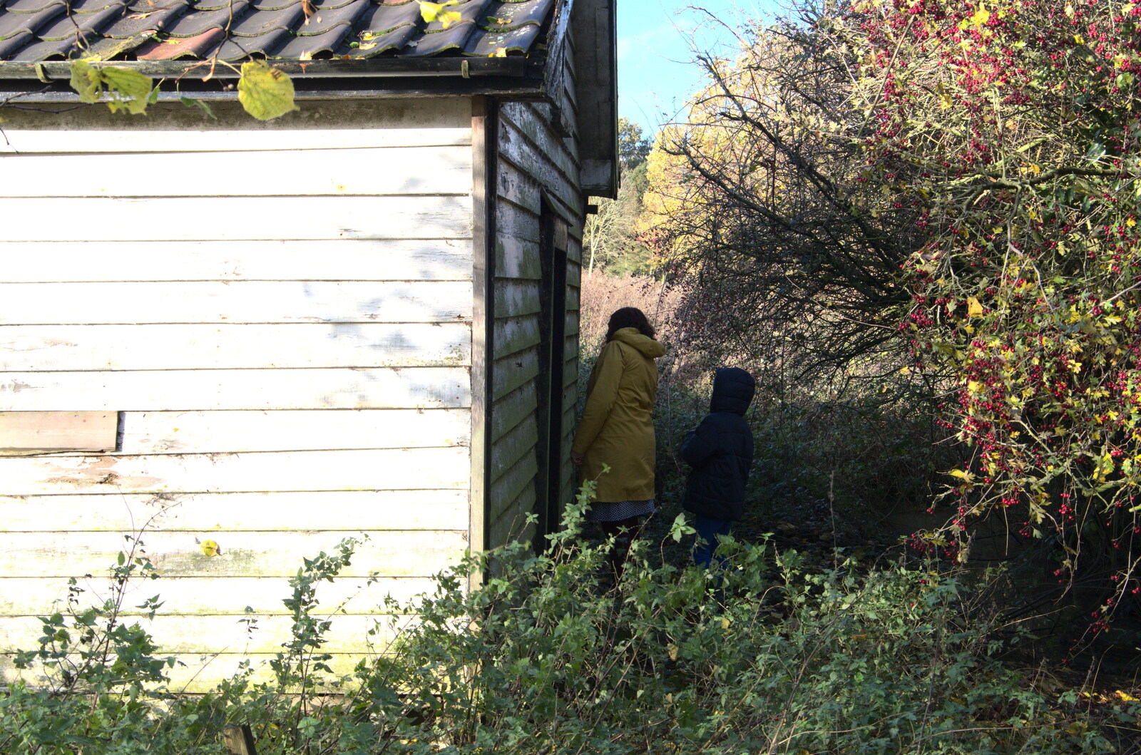 Drone Flying and the Old Chapel, Thrandeston, Suffolk - 15th November 2020: Isobel and Harry have a look
