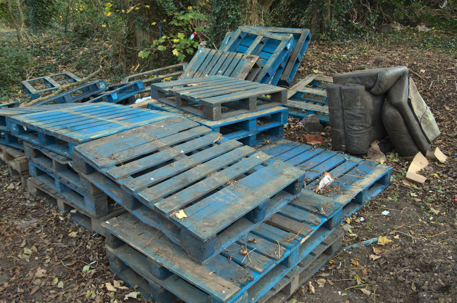 A big pile of pallets acts as a bike ramp from The Dereliction of Eye, Suffolk - 22nd November 2020