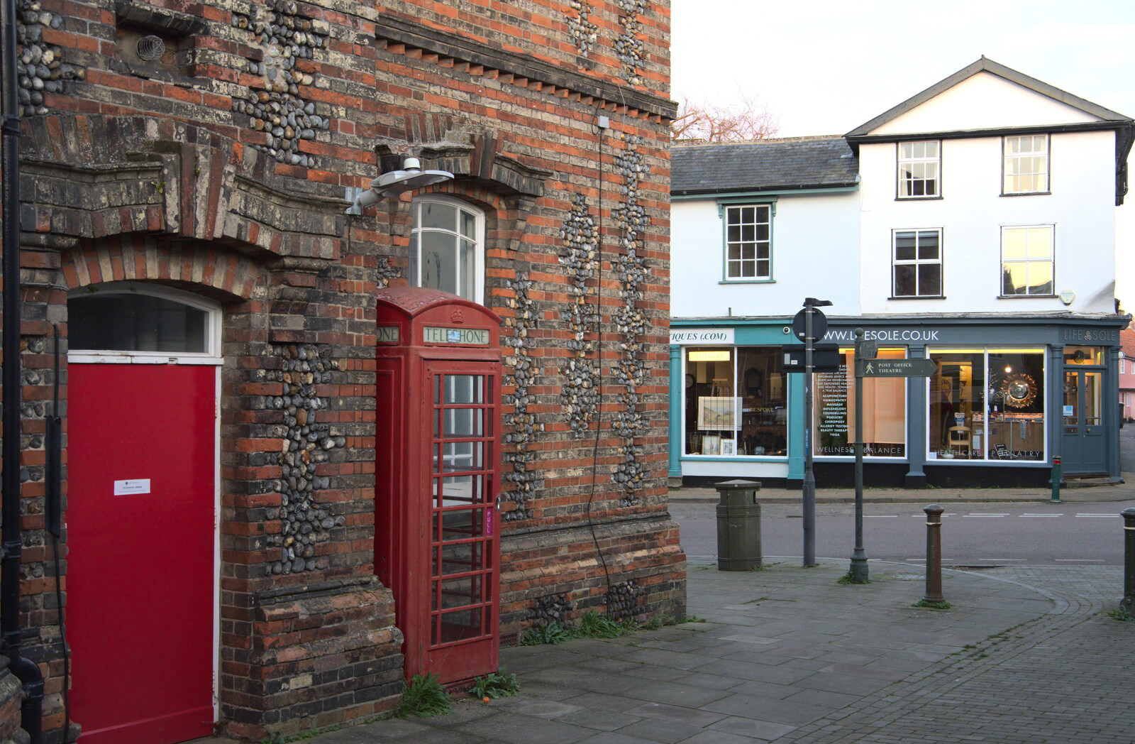 A K6 phone box hides away outside the Town Hall from The Dereliction of Eye, Suffolk - 22nd November 2020