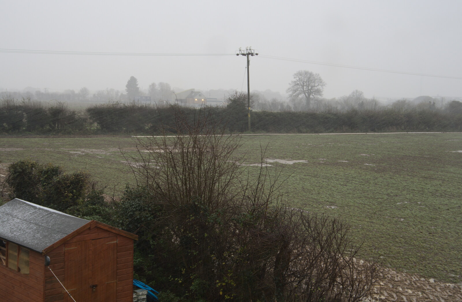 There's a very brief shower of snow from A Return to the Oaksmere, Brome, Suffolk - 8th December 2020