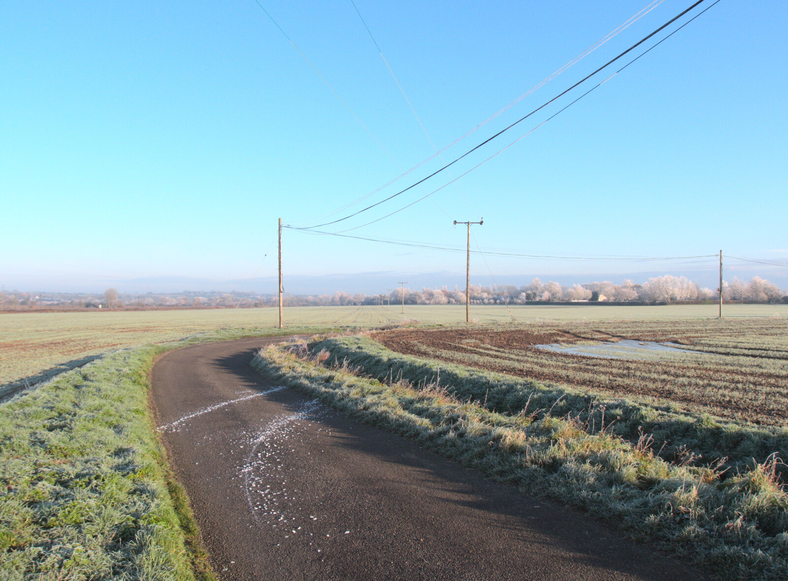 Ice from the wires has fallen off in lines from More Frosty Rides and the Old Mink Sheds, Brome, Suffolk - 10th December 2020