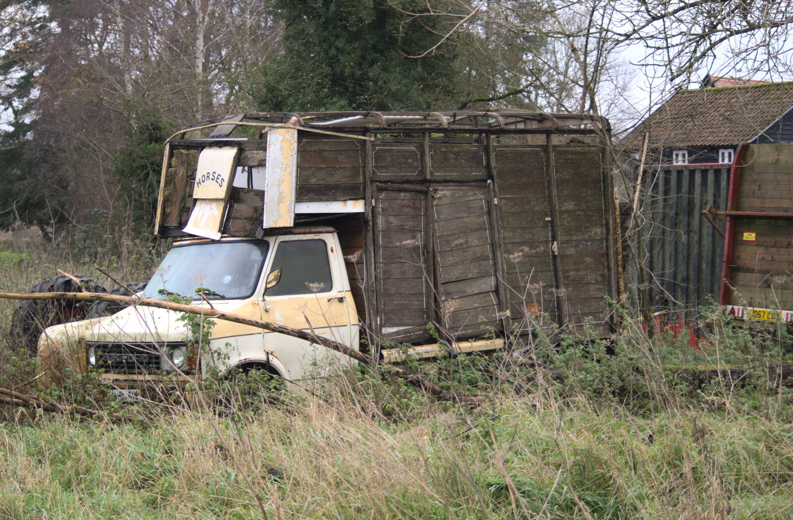 A derelict horse box from More Frosty Rides and the Old Mink Sheds, Brome, Suffolk - 10th December 2020