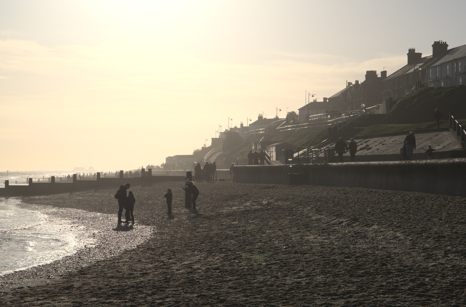 Looking down the hazy beach from A Return to the Beach, Southwold, Suffolk - 20th December 2020