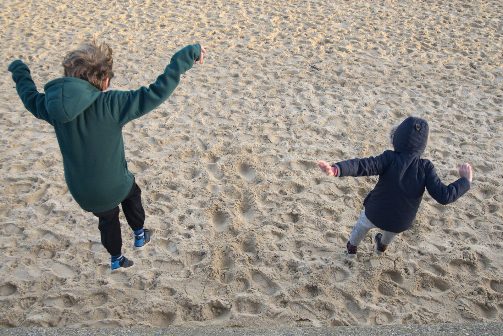 There's more leaping from the boys from A Return to the Beach, Southwold, Suffolk - 20th December 2020