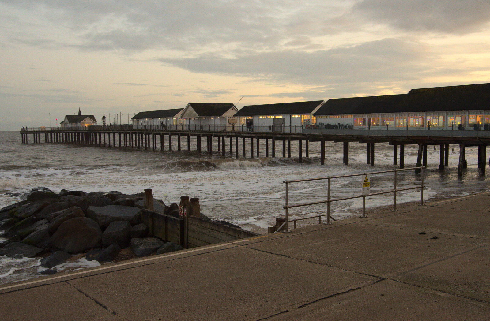 Southwold Pier in the dusk from A Return to the Beach, Southwold, Suffolk - 20th December 2020