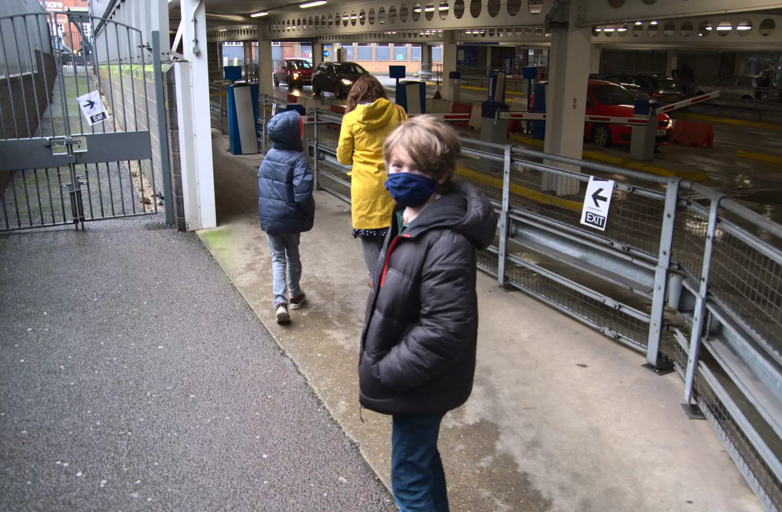 Fred looks back as we exit the car park, from A Bit of Christmas Shopping, Norwich, Norfolk - 23rd December 2020