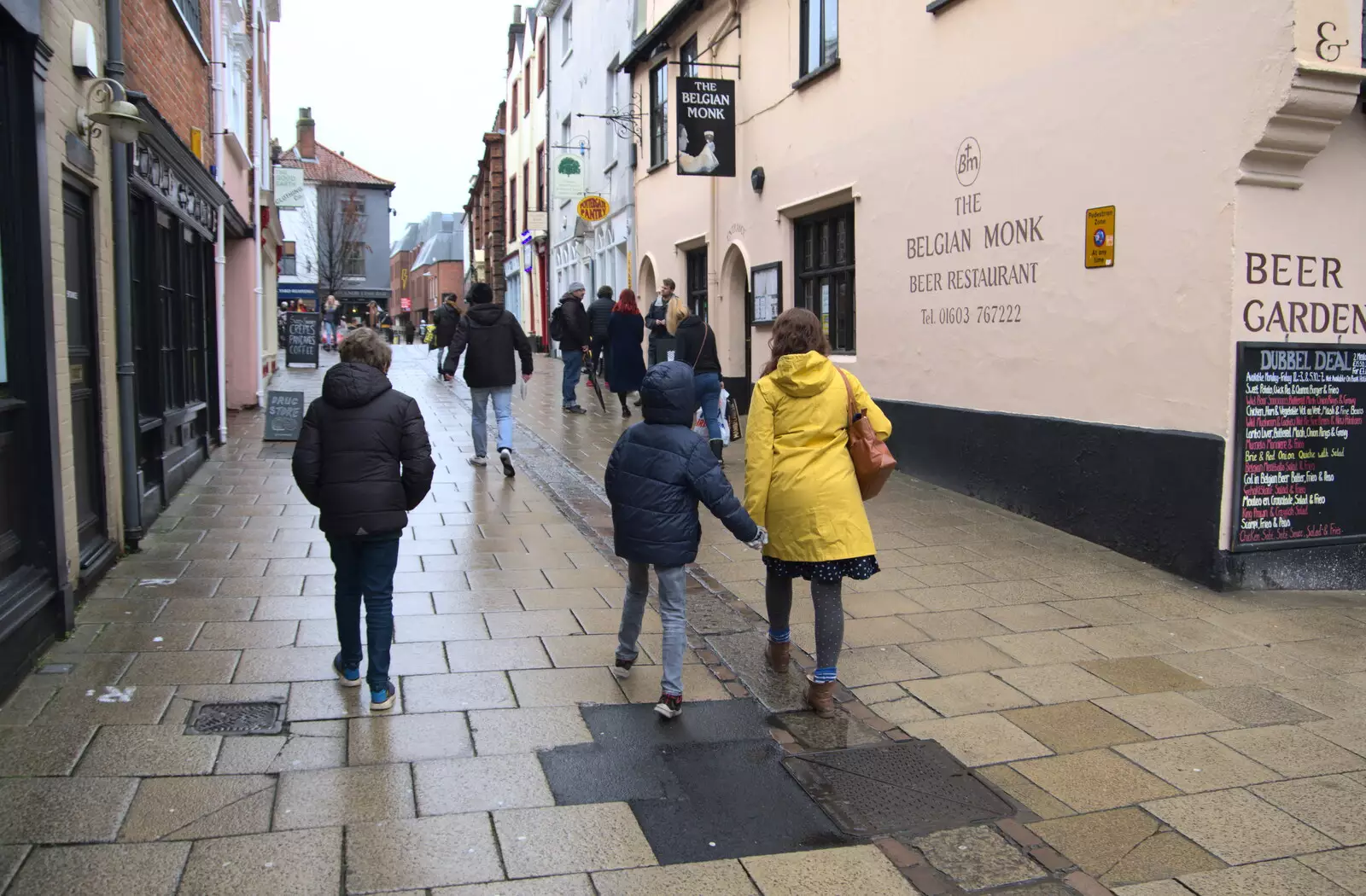 The gang outside the Belgian Monk in Pottergate, from A Bit of Christmas Shopping, Norwich, Norfolk - 23rd December 2020