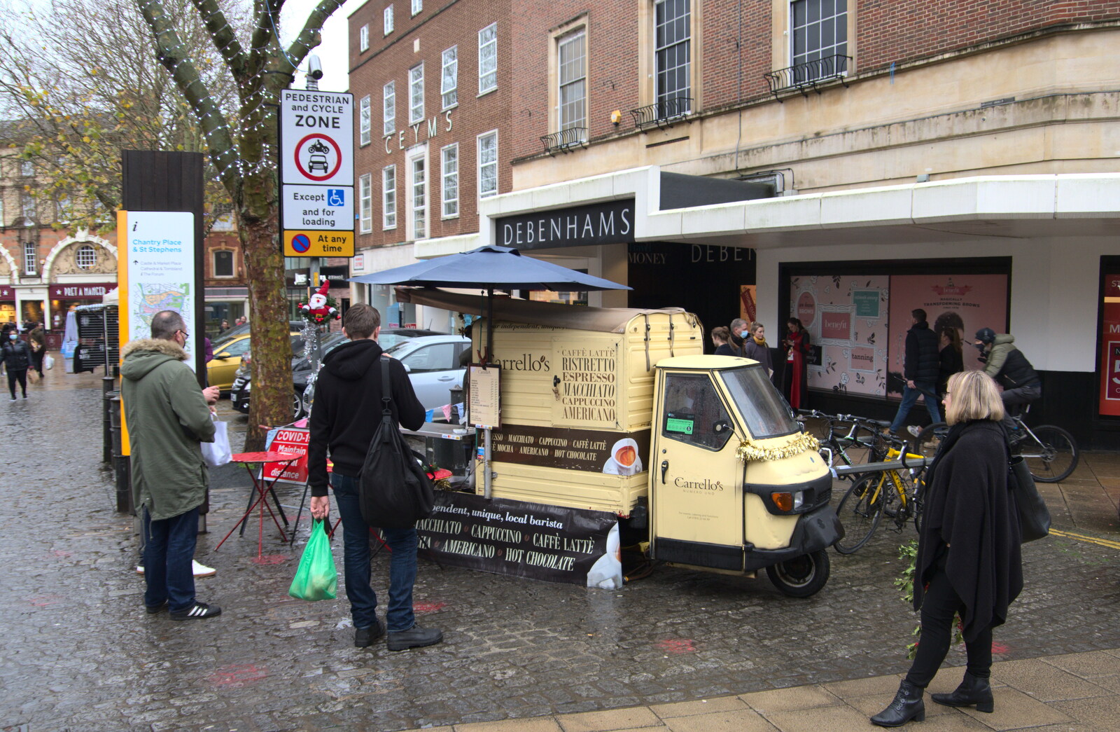 A cute coffee van outside Debenham's from A Bit of Christmas Shopping, Norwich, Norfolk - 23rd December 2020