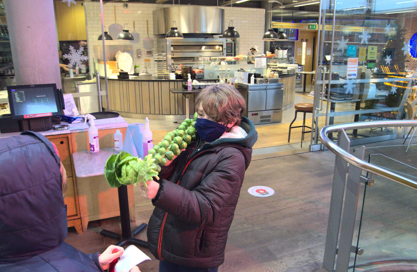 Fred has a sprouts-on-a-stick bazooka from A Bit of Christmas Shopping, Norwich, Norfolk - 23rd December 2020