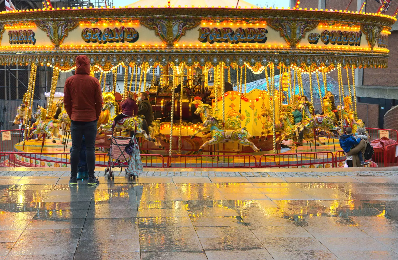 There's a carousel in front of the Forum, from A Bit of Christmas Shopping, Norwich, Norfolk - 23rd December 2020