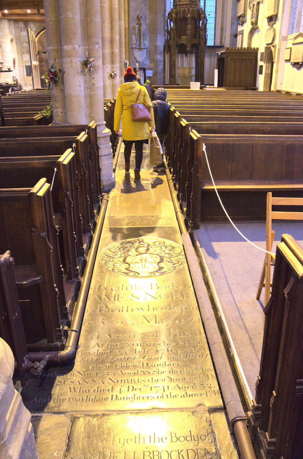 Some very shiny brass memorials on the floor from A Bit of Christmas Shopping, Norwich, Norfolk - 23rd December 2020