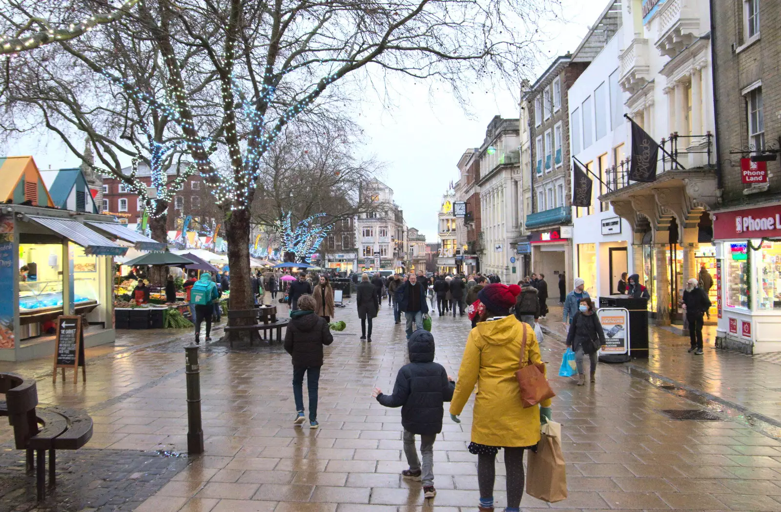 Illuminated trees on Gentleman's Walk, from A Bit of Christmas Shopping, Norwich, Norfolk - 23rd December 2020