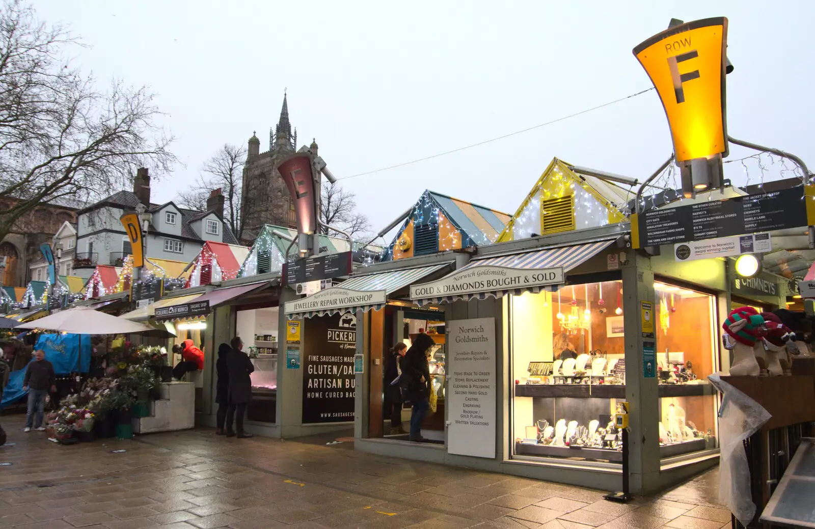 Row F and the tower of St. Peter Mancroft, from A Bit of Christmas Shopping, Norwich, Norfolk - 23rd December 2020