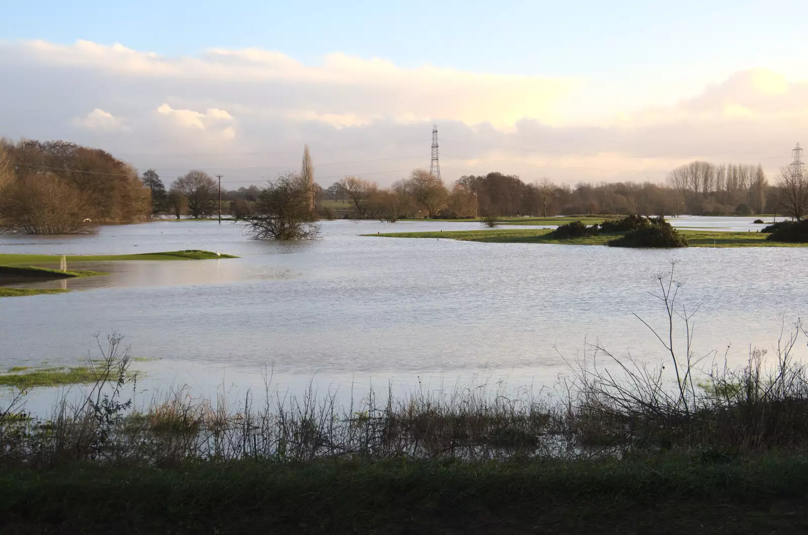 Large parts of the golf course are flooded, from The Christmas Eve Floods, Diss, Norfolk - 24th December 2020