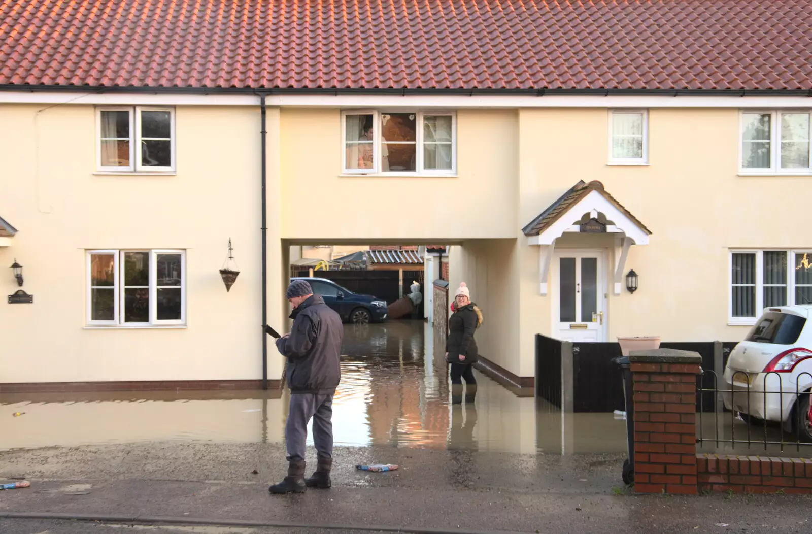 Some flooded houses, from The Christmas Eve Floods, Diss, Norfolk - 24th December 2020