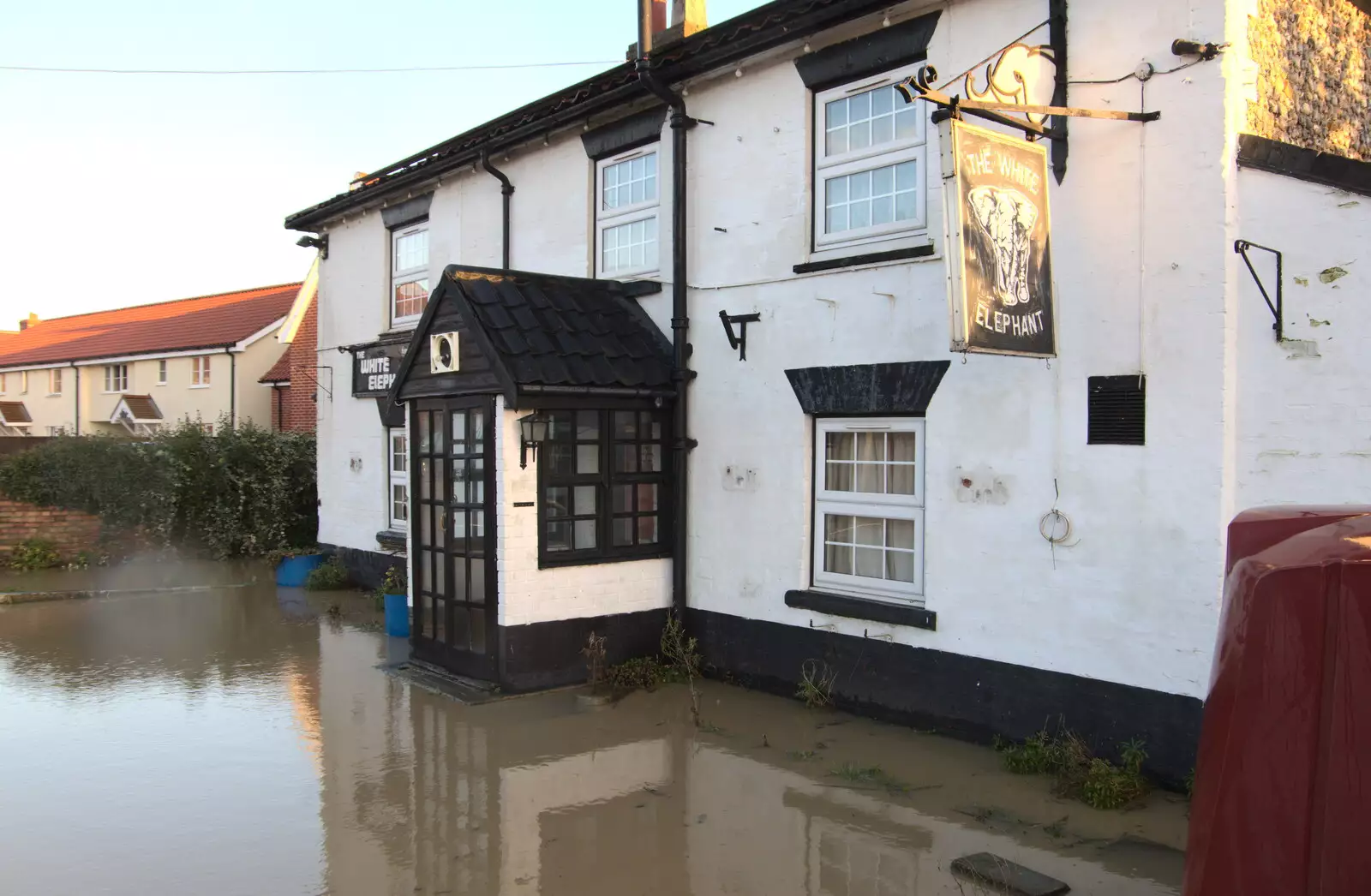 The White Elephant is surrounded by water, from The Christmas Eve Floods, Diss, Norfolk - 24th December 2020