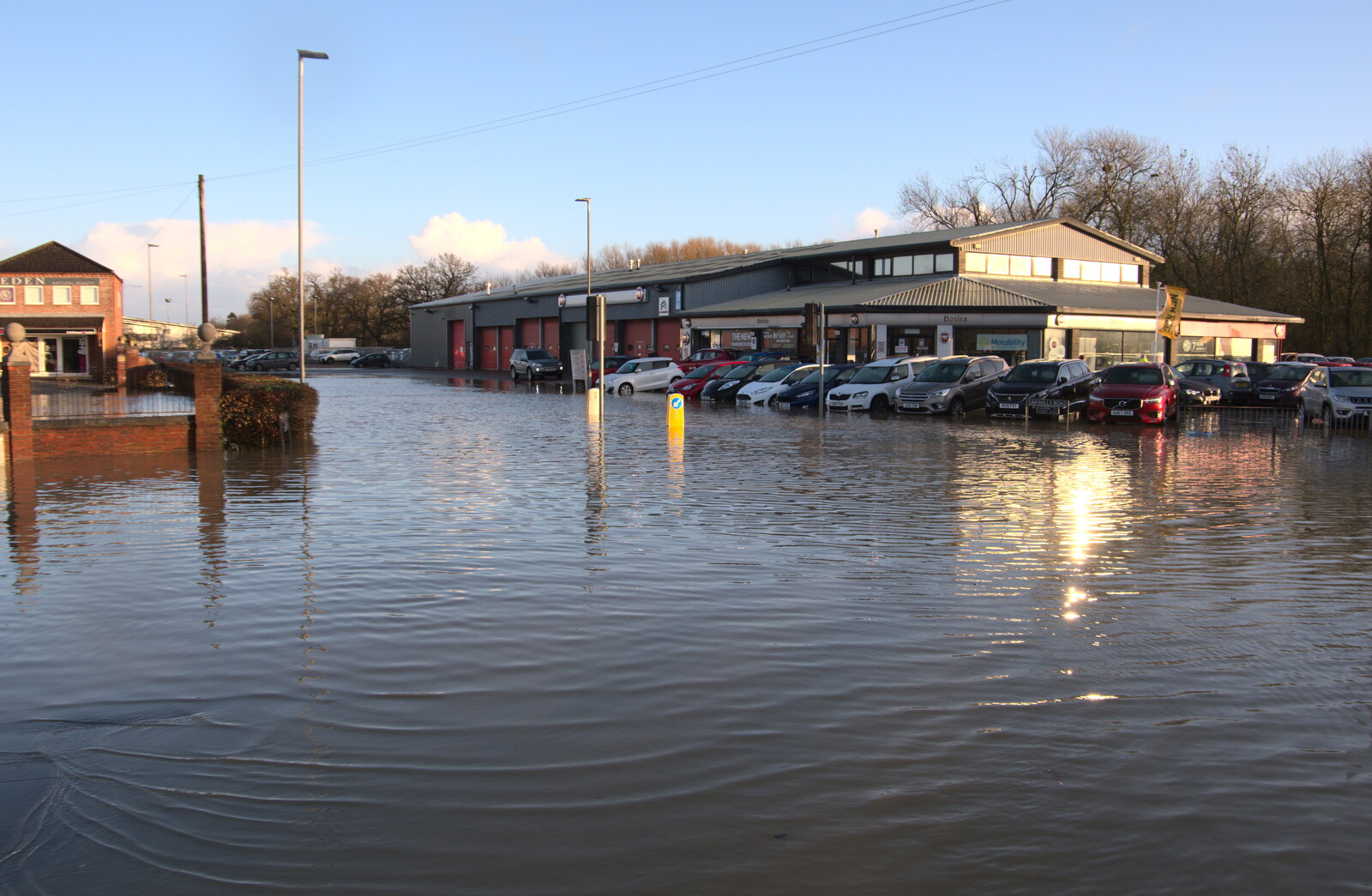 Desira Garage is cut off from The Christmas Eve Floods, Diss, Norfolk - 24th December 2020