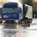 A For Farmers HGV ploughs through the flood, The Christmas Eve Floods, Diss, Norfolk - 24th December 2020