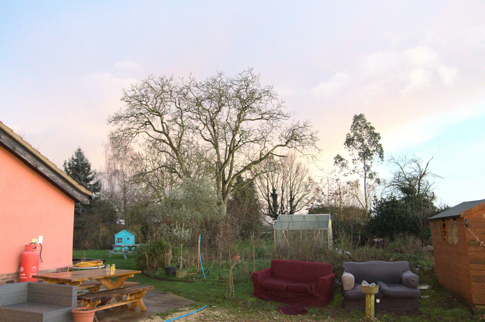 A couple of old sofas have been moved to the garden from Christmas Day, Brome, Suffolk - 25th December 2020