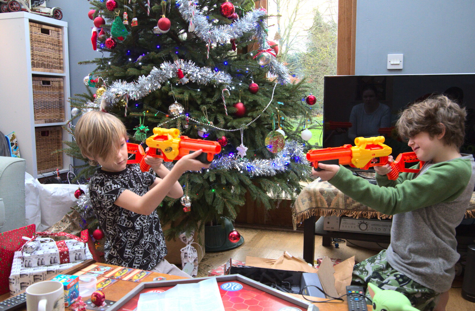 The boys have some new Nerf guns from Christmas Day, Brome, Suffolk - 25th December 2020