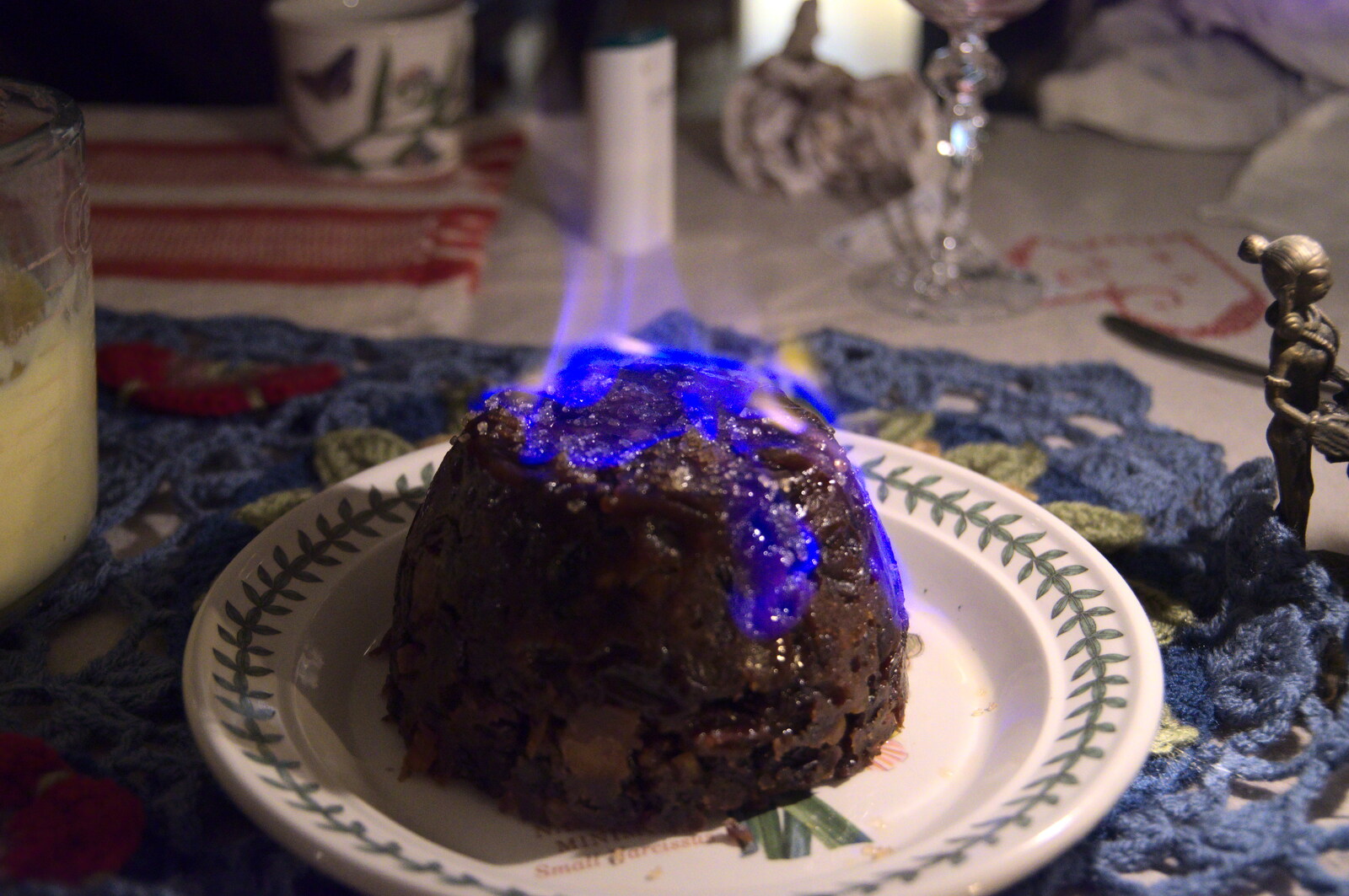 The Christmas pudding is on fire from Christmas Day, Brome, Suffolk - 25th December 2020
