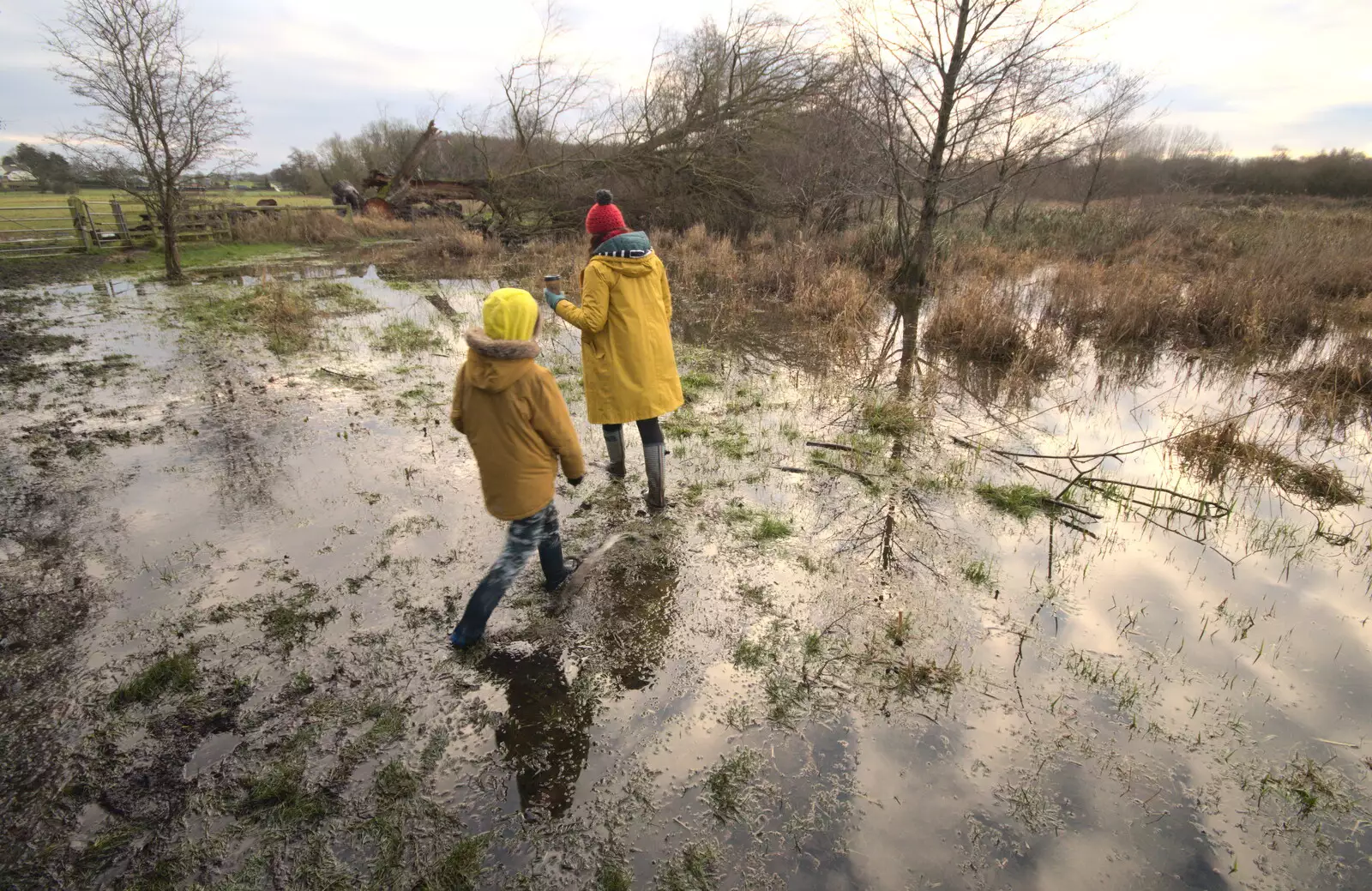 We negotiate a particularly-flooded section, from A Walk Around Redgrave and Lopham Fen, Redgrave, Suffolk - 3rd January 2021