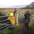 Harry hangs on a gate, A Walk Around Redgrave and Lopham Fen, Redgrave, Suffolk - 3rd January 2021