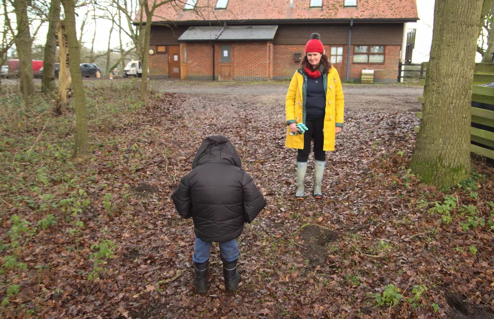 Fred pretends to be 2 foot tall, from A Walk Around Redgrave and Lopham Fen, Redgrave, Suffolk - 3rd January 2021