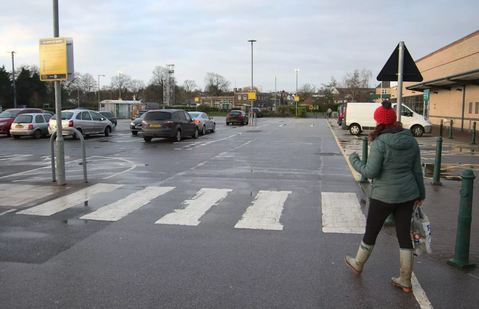 Isobel on Morrisons car park, from A Walk Around Redgrave and Lopham Fen, Redgrave, Suffolk - 3rd January 2021