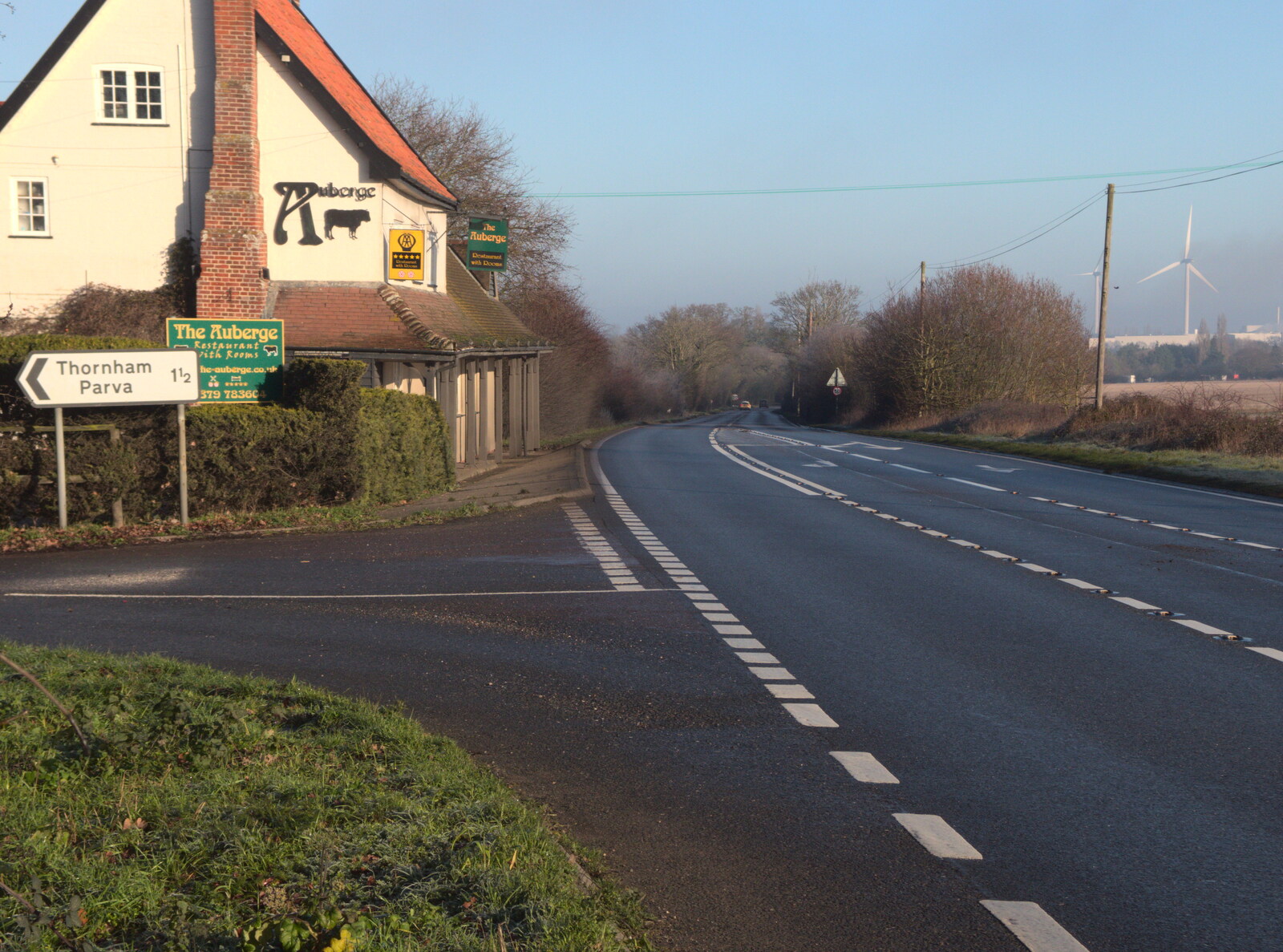 The A140 by the Yaxley Bull is fairly deserted from Fun With Ice in Lockdown, Brome, Suffolk - 10th January 2021