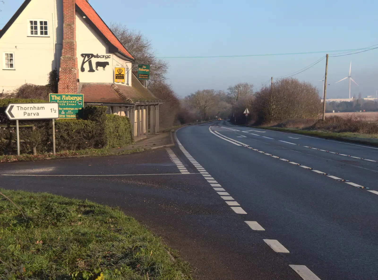 The A140 by the Yaxley Bull is fairly deserted, from Fun With Ice in Lockdown, Brome, Suffolk - 10th January 2021