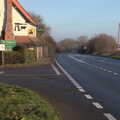 The A140 by the Yaxley Bull is fairly deserted, Fun With Ice in Lockdown, Brome, Suffolk - 10th January 2021