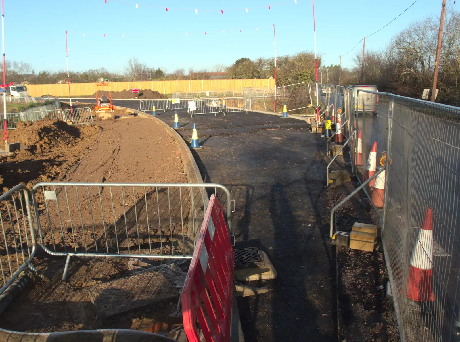 The new 'Brome Bypass' has some tarmac on it, from Fun With Ice in Lockdown, Brome, Suffolk - 10th January 2021