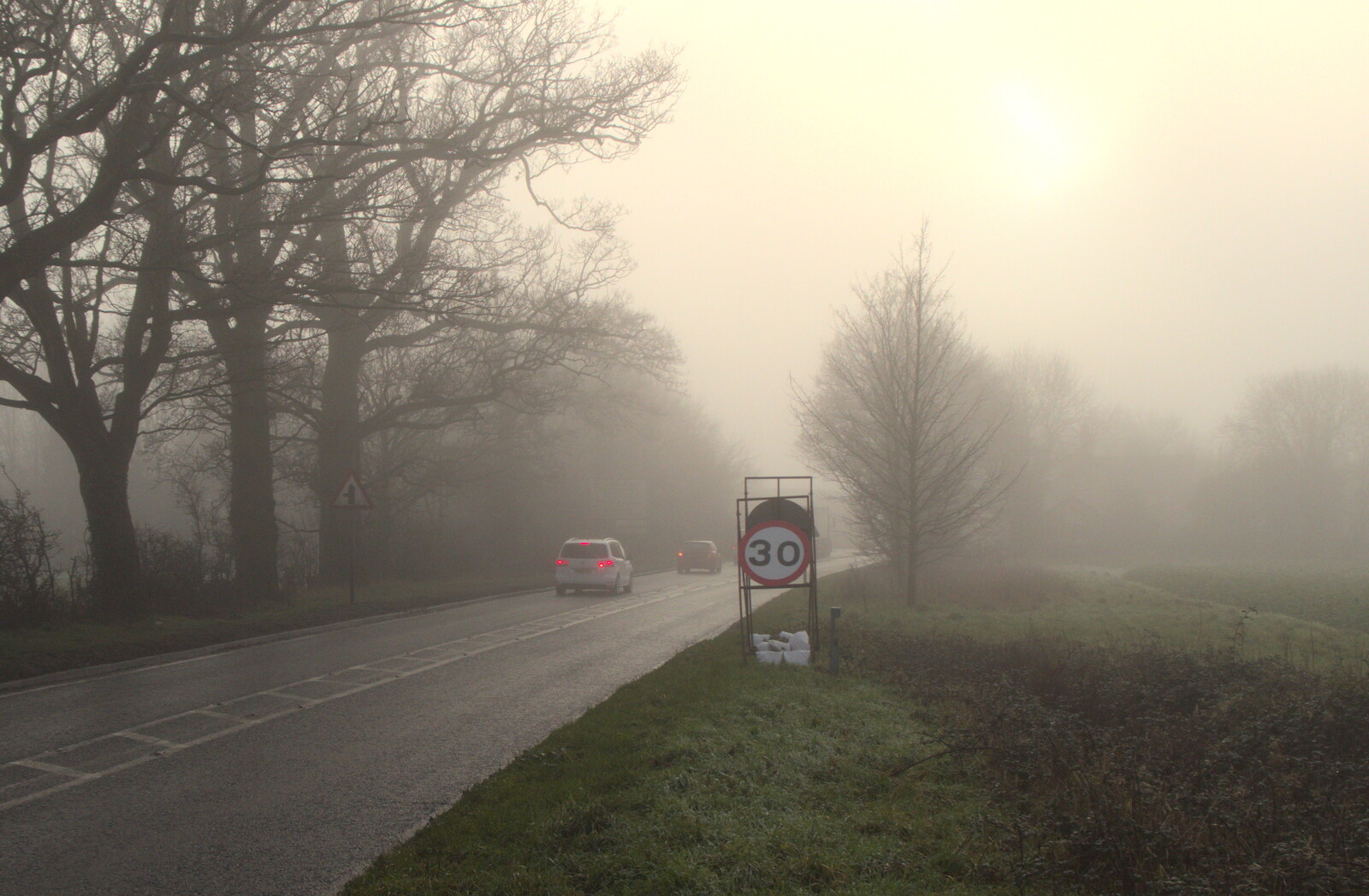 A few cars drift past on the A140 from Fun With Ice in Lockdown, Brome, Suffolk - 10th January 2021