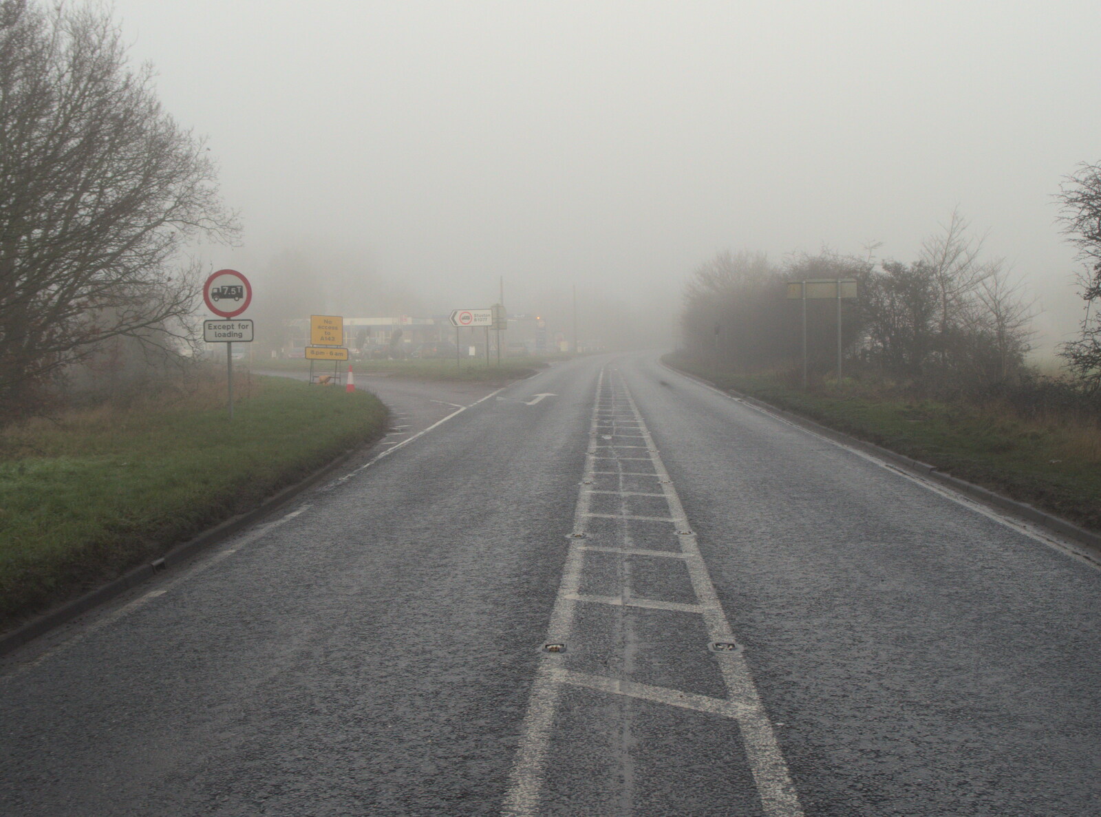 The misty A140 is empty from Fun With Ice in Lockdown, Brome, Suffolk - 10th January 2021