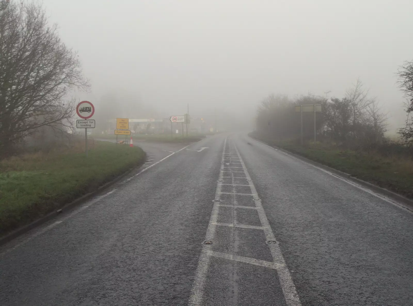 The misty A140 is empty, from Fun With Ice in Lockdown, Brome, Suffolk - 10th January 2021