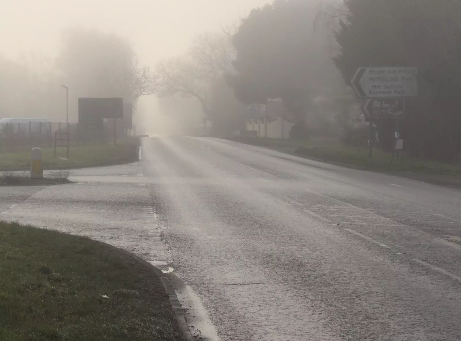 Looking down a deserted A140 towards Yaxley, from Fun With Ice in Lockdown, Brome, Suffolk - 10th January 2021