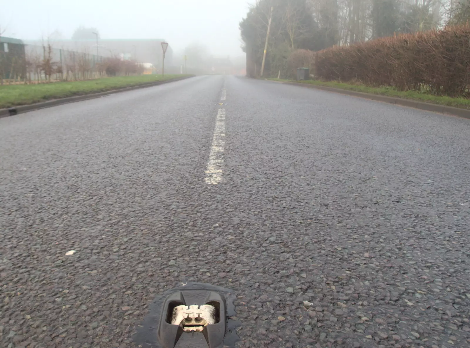 A close-up of a cat's eye on the B1077 , from Fun With Ice in Lockdown, Brome, Suffolk - 10th January 2021