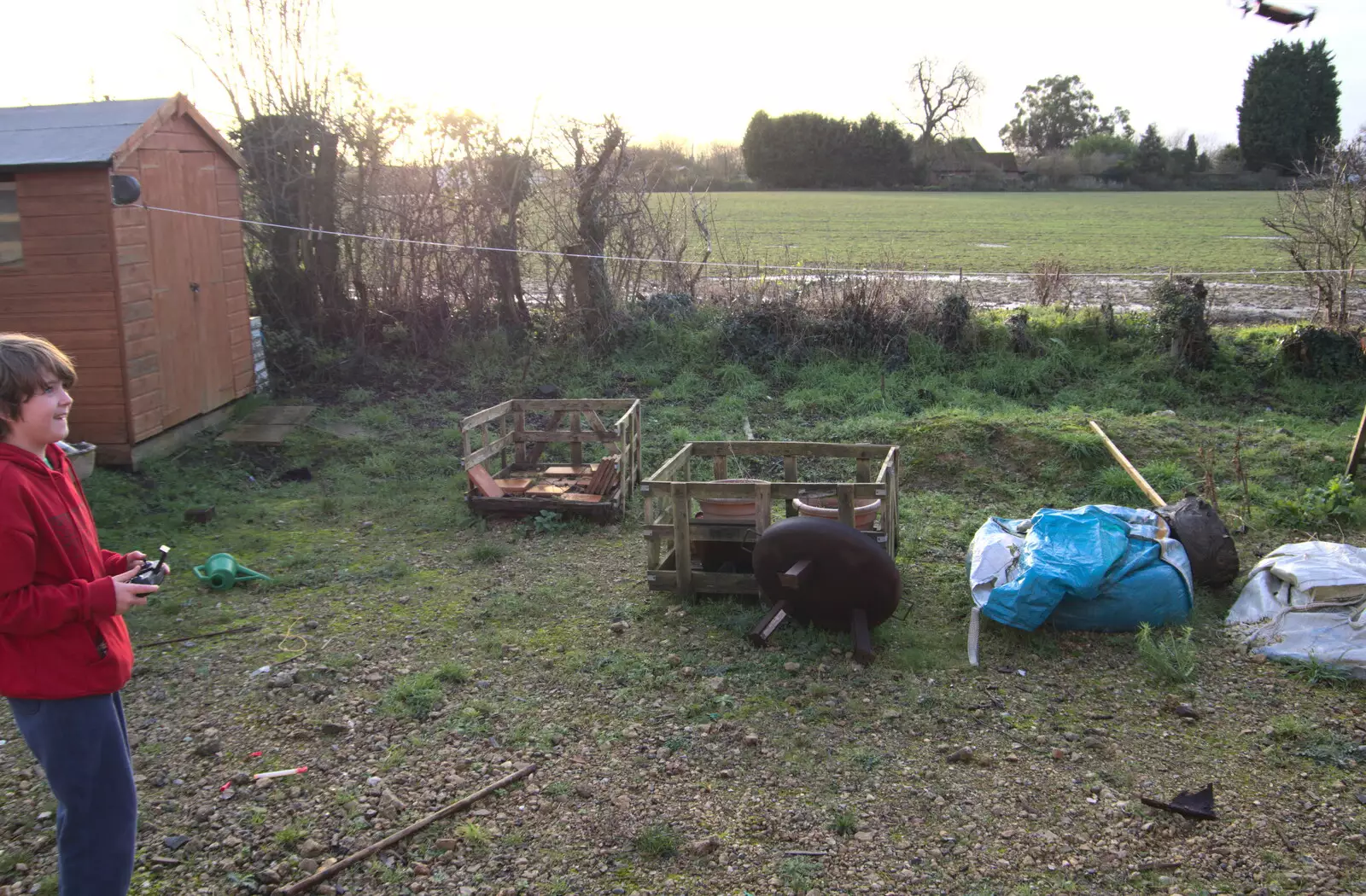 Fred's drone flies around, from Fun With Ice in Lockdown, Brome, Suffolk - 10th January 2021