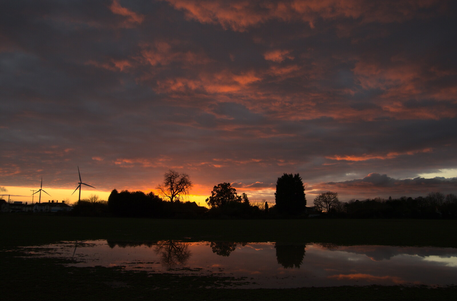 A sunset over a flooded field from Fun With Ice in Lockdown, Brome, Suffolk - 10th January 2021