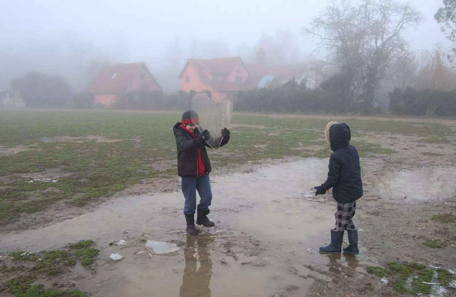 Fred finds a love-heart-shaped bit of ice, from Fun With Ice in Lockdown, Brome, Suffolk - 10th January 2021