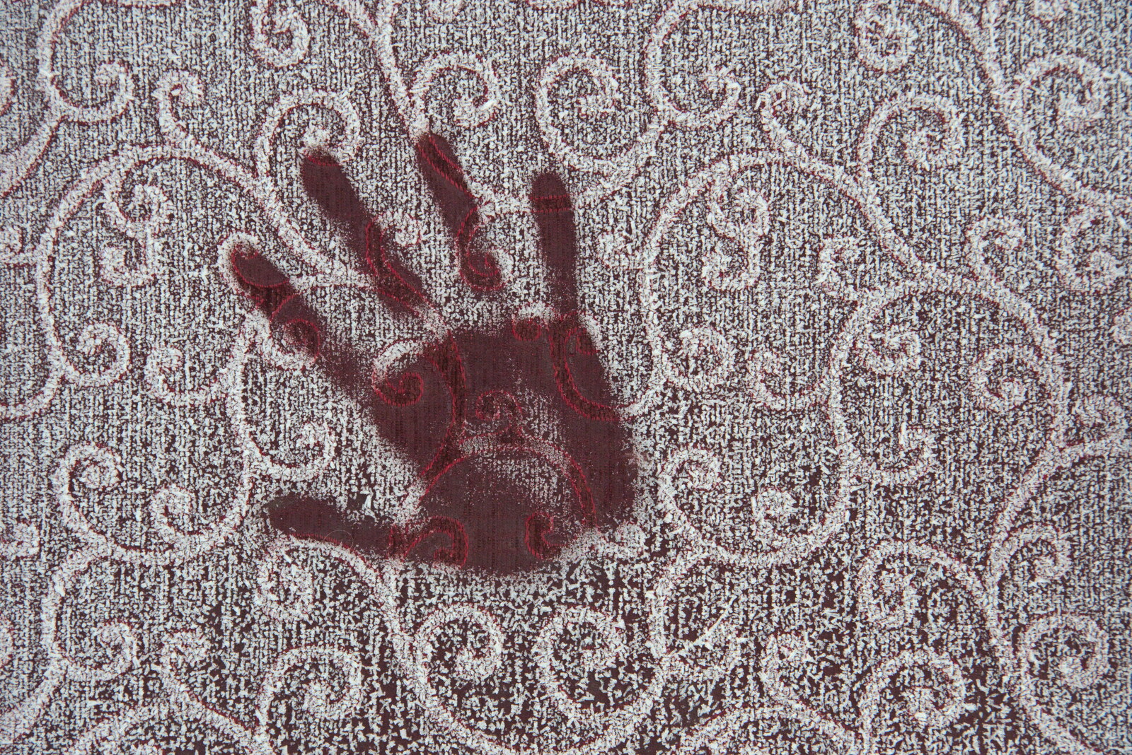 A boy leaves a handprint in the sofa frost from Fun With Ice in Lockdown, Brome, Suffolk - 10th January 2021